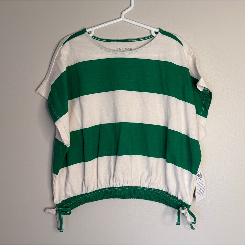 Epic Threads | Green and White Striped Top NWOT